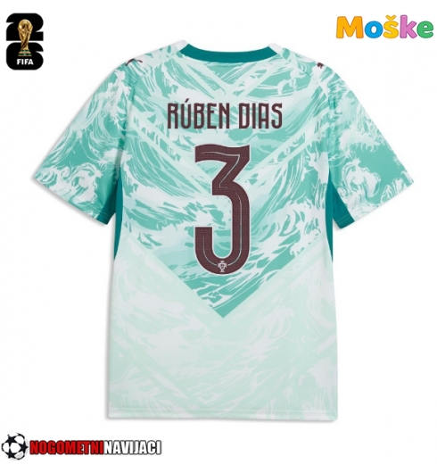 Moške Nogometnih dresov Portugalska Ruben Dias #3 Gostujoči SP 2026 Kratki rokavi Moške Nogometnih dresov Portugalska Ruben Dias #3 Gostujoči SP 2026 Kratki rokavi